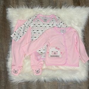 Duck Duck Goose 3 Piece Cardigan Onesie Set, NWT